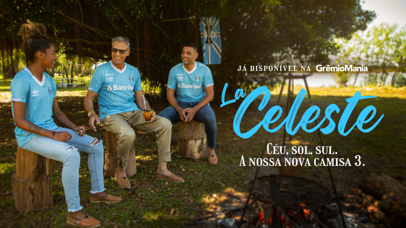 A camisa celeste do Grêmio homenageia o Uruguai com bandeira do país na gola