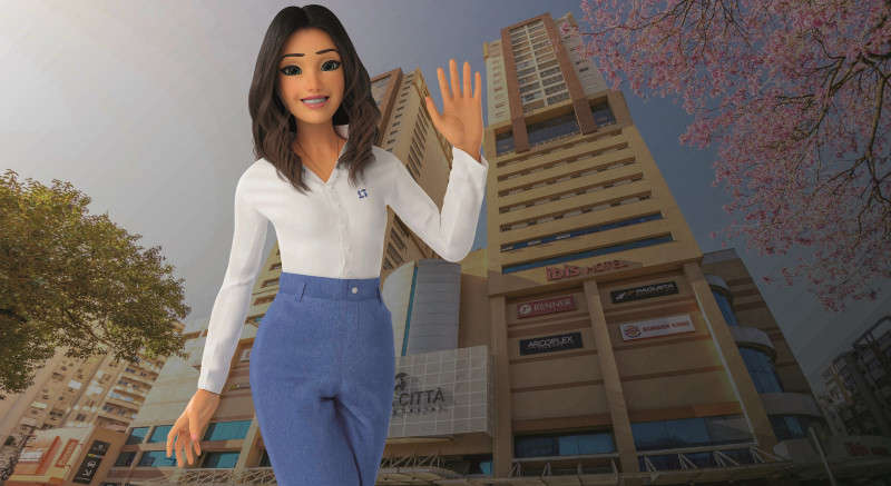 Bella é a embaixadora virtual do Bella Città, de Passo Fundo, para conversar com clientela 