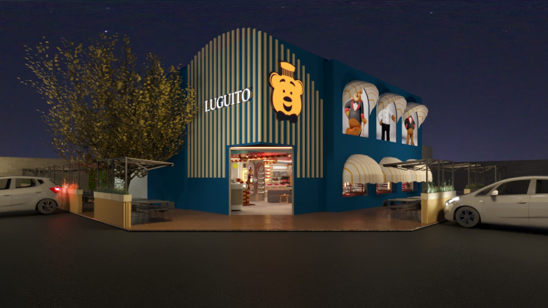 Projeto mostra que a fachada terá três grandes imagens da mascote trajando  paletó ou dólmã de chef