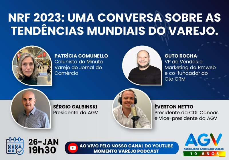 Minuto Varejo estará no bate-papo do podcast da AGV e com presença da CDL Canoas