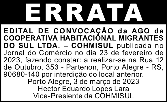 ERRATA COHMISUL 23/02/2023