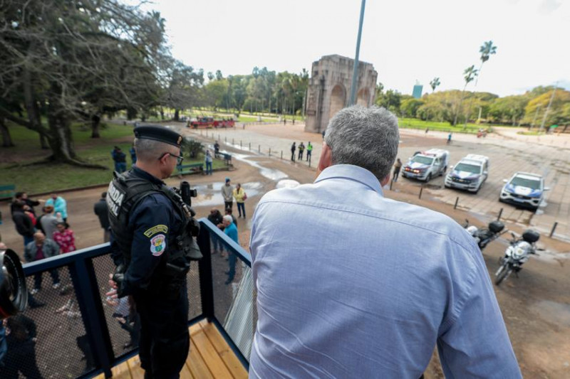 O posto em formato de contêiner posicionado no Parque Farroupilha busca facilitar atuação da segurança