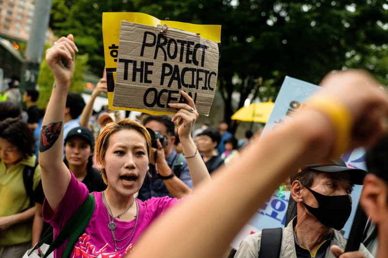 Ativistas protestaram pedindo que o governo abande o plano