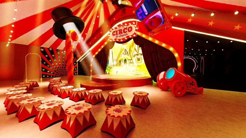 Luguito e Luguita estão em cena juntos no complexo de entretenimento da chocolataria 