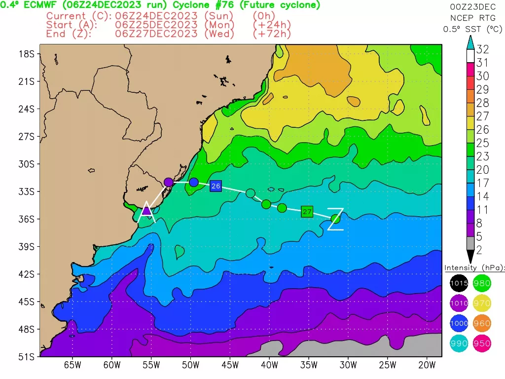 Fenômeno provoca chuva e temporais isolados nos três estados da região nesta segunda