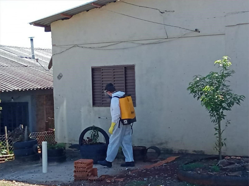 Com 506 casos confirmados somente em janeiro, equipes espalham inseticida em locais de maior risco
