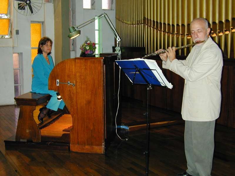 Ayres Potthoff em concerto ao lado de Anne Schneider, em foto de 2002