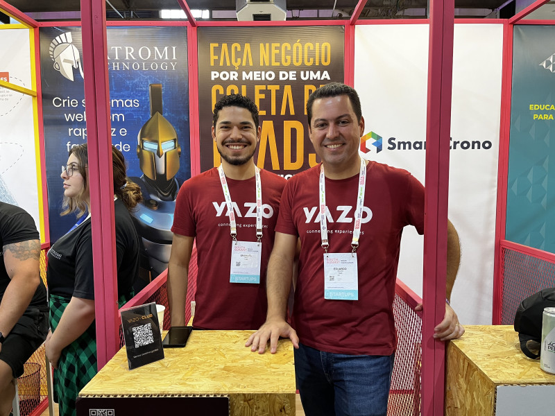 Eduardo Frezarin e Emanuel Zanuto representaram a startup Yazo  Foto: JAMIL/ESPECIAL/JC