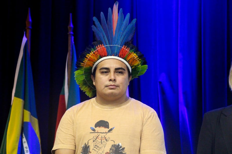 Junior Hekurari Yanomani, líder indígena da Região do Surucucu, em Roraima
