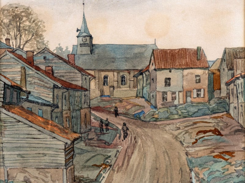 Aubigny-en-Artois, na França, ocupada pelo exército alemão (1915)