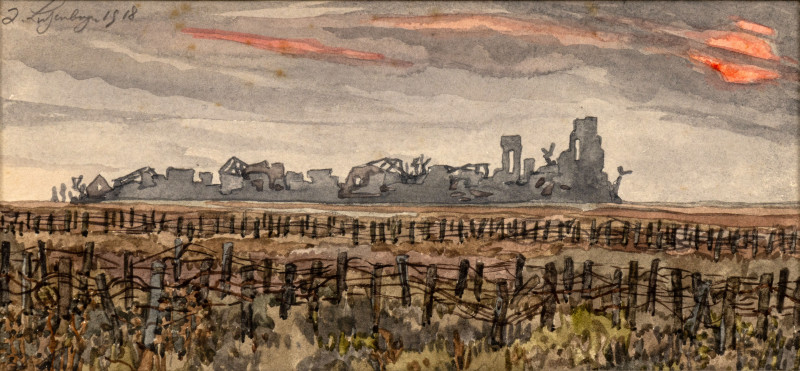 Vilarejo francês destruído no último ano da guerra (1918)
