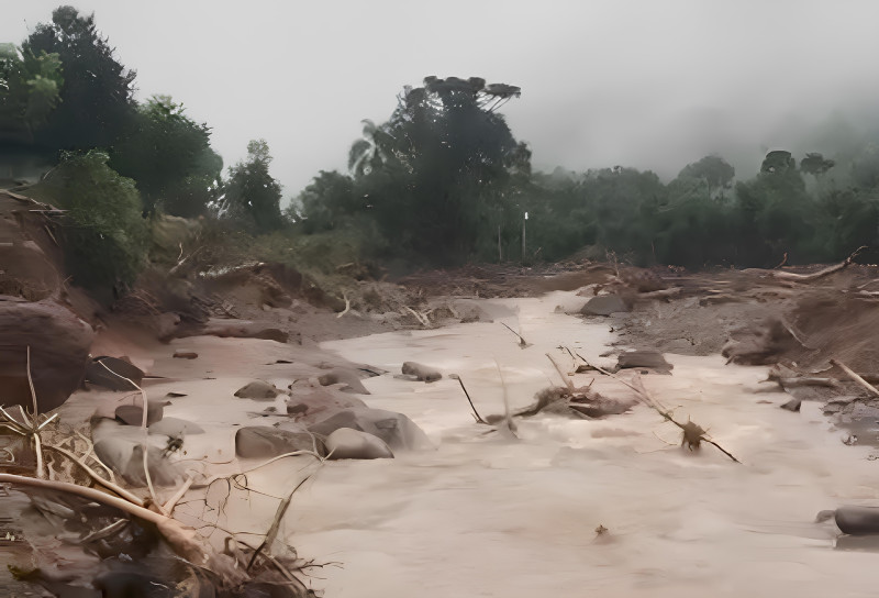 Na propriedade em Cotiporã, Pomares em produção e viveiro com 30 mil mudas foram perdidos