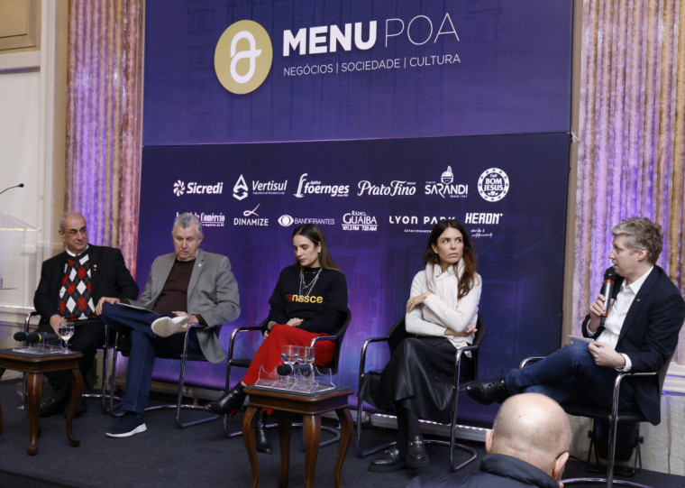 Luiz Galeazi, Luís Carlos Heinze, Júlia Tavares, Any Ortiz e Marcel van Hattem participaram do Menu POA da ACPA