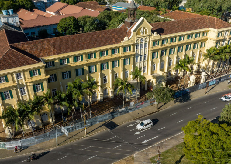 A fachada da Fundação Pão dos Pobres foi restaurada antes da enchente
