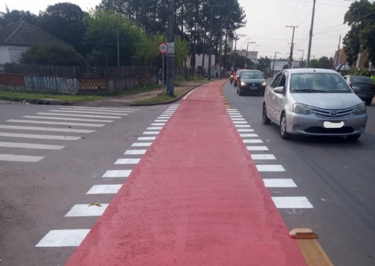 Ciclofaixa foi instalada, no fim de semana, na avenida Feitoria até o limite com a vizinha, Novo Hamburgo