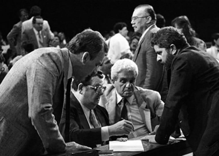 Delfim Netto e Lula na Câmara dos Deputados durante a Assembleia Constituinte 