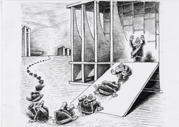 Rolando na Rampa, charge de Angeli publicada em setembro de 2002, é uma das ilustrações icônicas de uma carreira marcada pelo humor e rebeldia