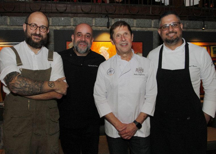 Marcos Livi, Alexandre Sharin, Pedro Hoffmann e Manoel de Oliveira no Peppo Cucina