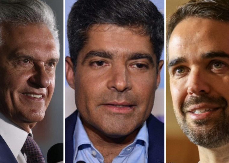 Nomes com expressão para presidente como os governadores Ronaldo Caiada (Goiás, esq. na foto), ACM Neto (Bahia, ao centro na foto) e Eduardo Leite (Rio Grande do Sul, dir. na foto) podem mudar quadro polarizado entre Lula e Bolsonaro