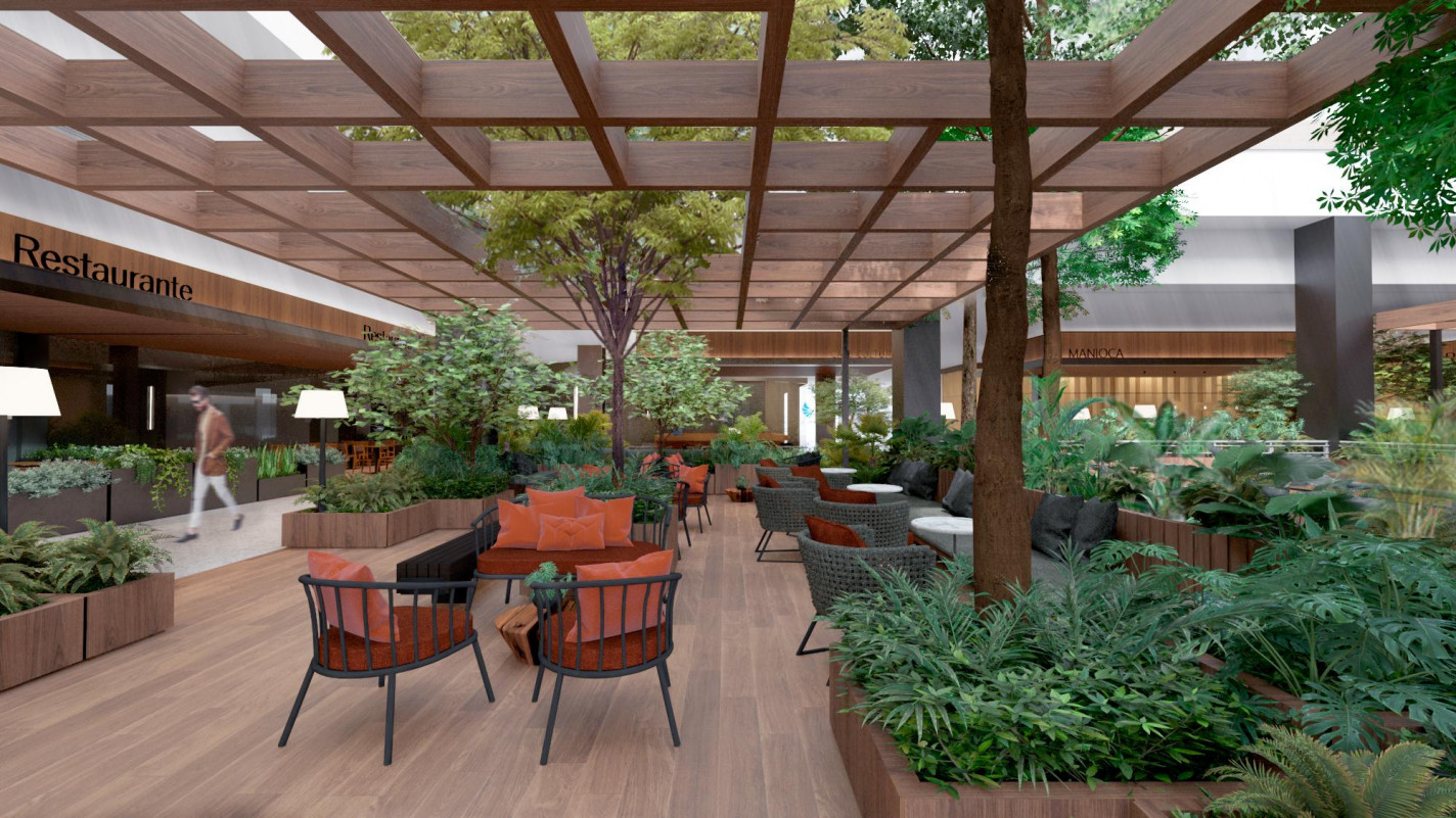 Projeto para terceiro piso vem com muita arborização para ambientar e atrair clientes  | IGUATEMI PORTO ALEGRE/DIVULGAÇÃO/JC