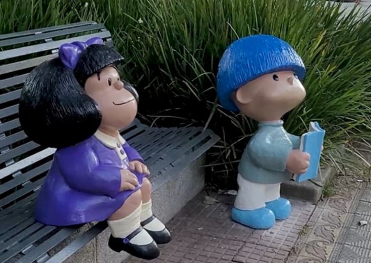 Estátuas de Betinho e Mafalda foram desenvolvidas por Pablo Irrgang, único artista autorizado por Quino e sua família a reproduzir a personagem em estátuas