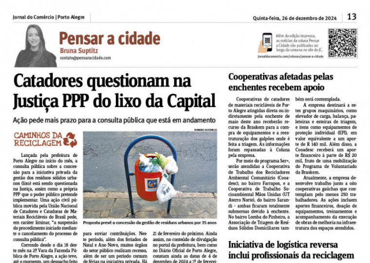 Coluna Palavra do Leitor destaca a opinião dos leitores do Jornal do Comércio