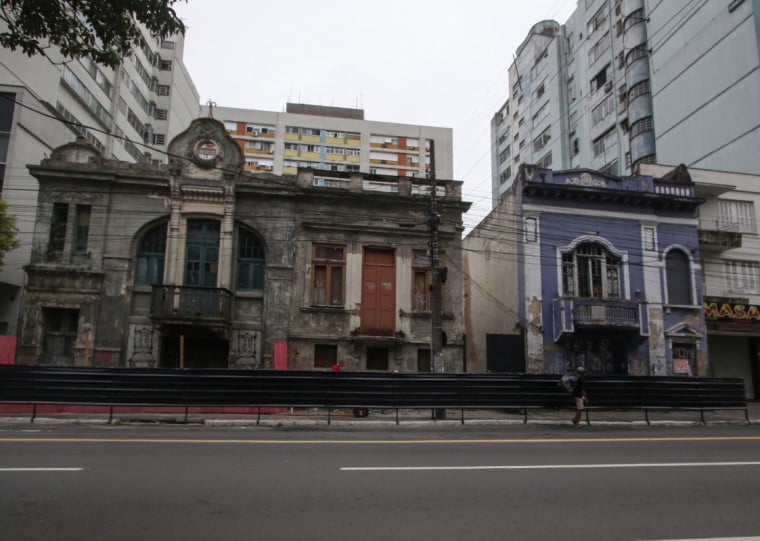 Fachada das três casas históricas será preservada; no local funcionou a casa noturna Cabaret