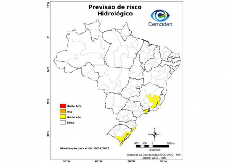 Cemaden aponta risco como 