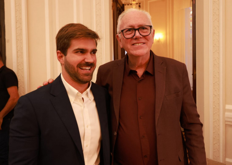 Thalis Bolzan e Balduino Tschiedel no lançamento do Jantar Ilhas da Gastronomia, no Piratini