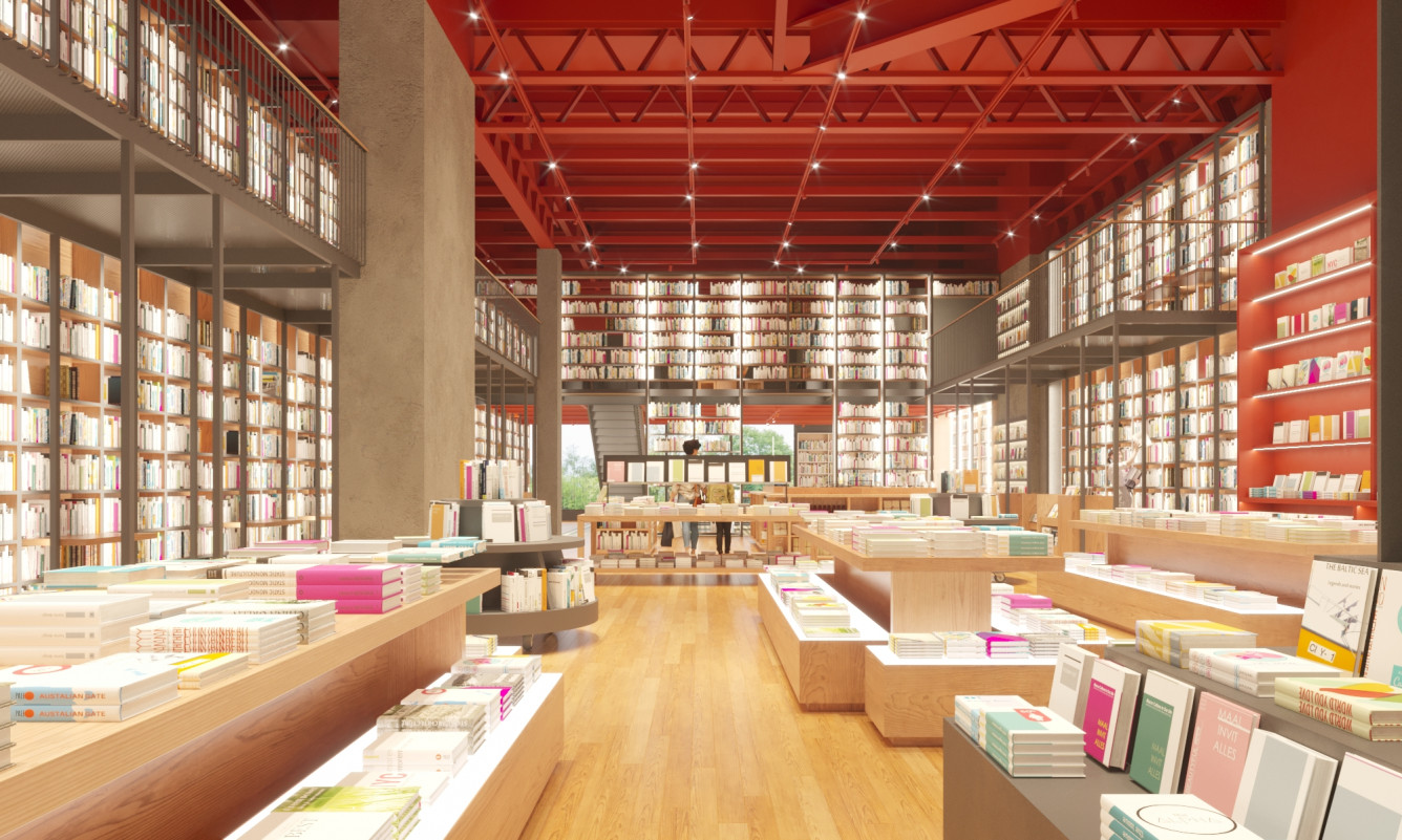 Projeto mostra a futura operação no Iguatemi POA, com o tradicional teto vermelho | LIVRARIA DA TRAVESSA/DVULGAÇÃO/JC