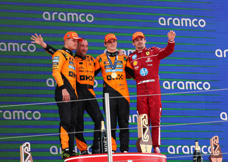 P&oacute;dio na Catalunha foi dominado pela dobradinha da McLaren e pela Ferrari de Leclerc