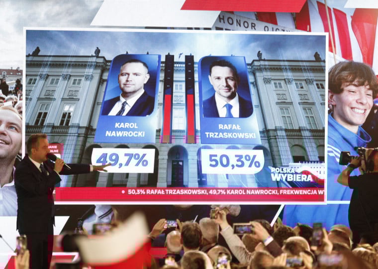Pesquisa aponta diferen&ccedil;a inferior a um ponto percentual entre o liberal Trzaskowski e o nacionalista Nawrocki