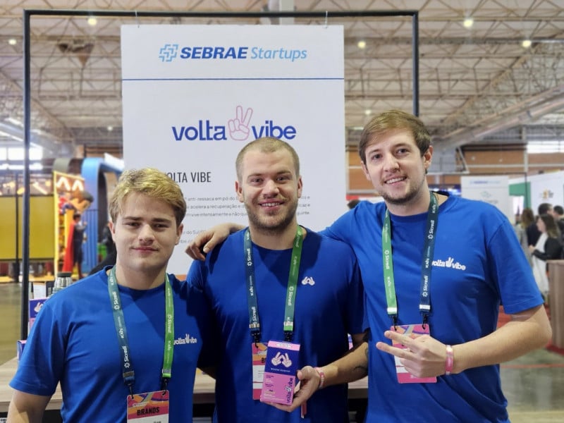Arthur, Osvaldo e Felipe são sócios da startup Volta Vibe Foto: Isadora Jacoby/Especial/JC