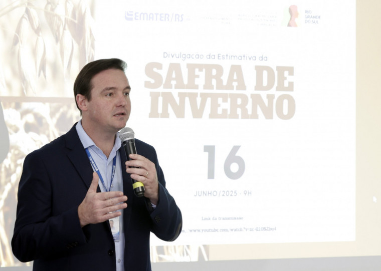 Luciano Schwerz, presidente Emater/RS-Ascar, apresentou a estimativa da safra de inverno 2025 