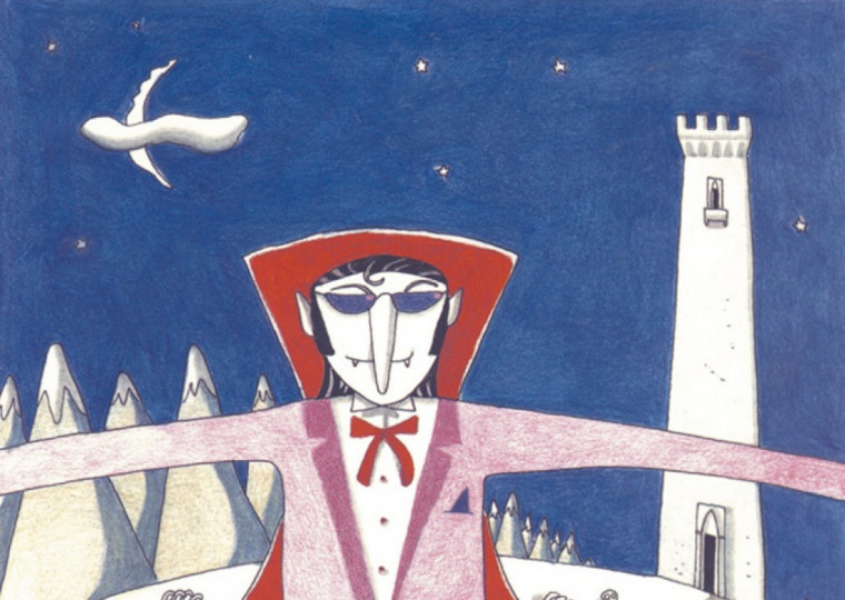 Detalhe da capa de 'O Vampiro Argemiro', escrito por Dilan Camargo com ilustrações de Eloar Filho