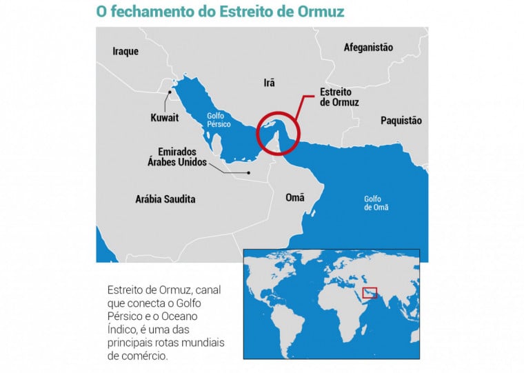 Rota definida pelos iranianos é atualmente a única via de navegação ativa no Estreito de Ormuz