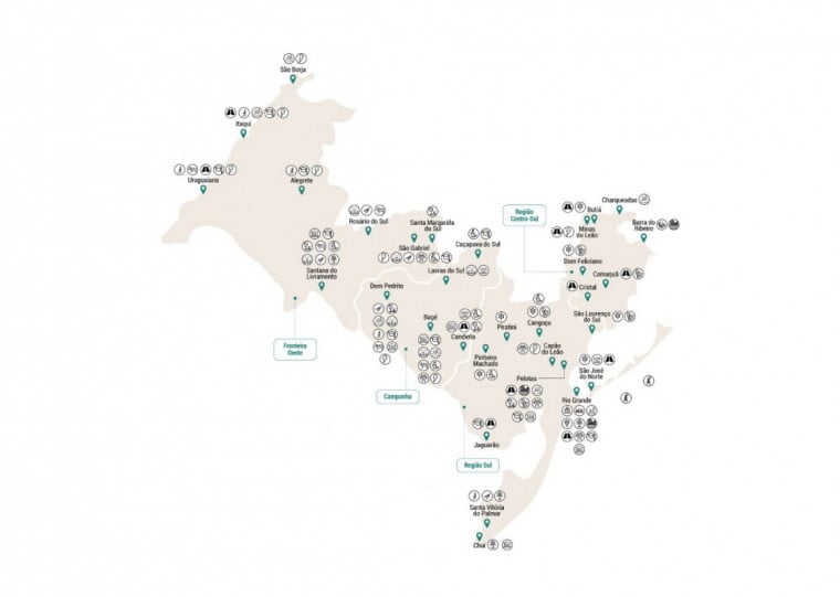 Projetos e atividades econômicas estão mapeadas nos municípios das Regiões Sul, Centro-Sul, Campanha e Fronteira Oeste