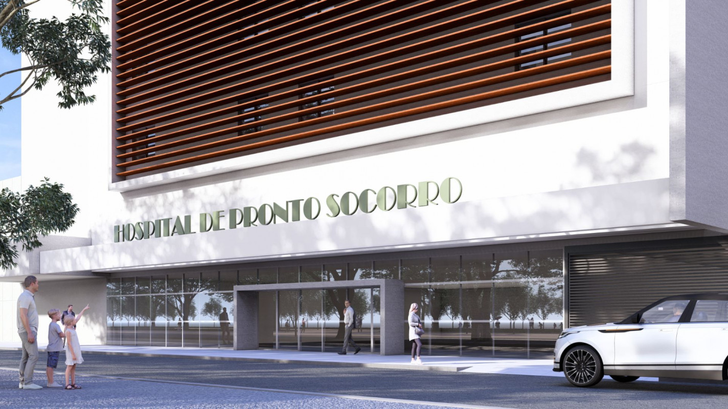 Fachada do novo pr&eacute;dio do HPS, na avenida Jos&eacute; Bonif&aacute;cio