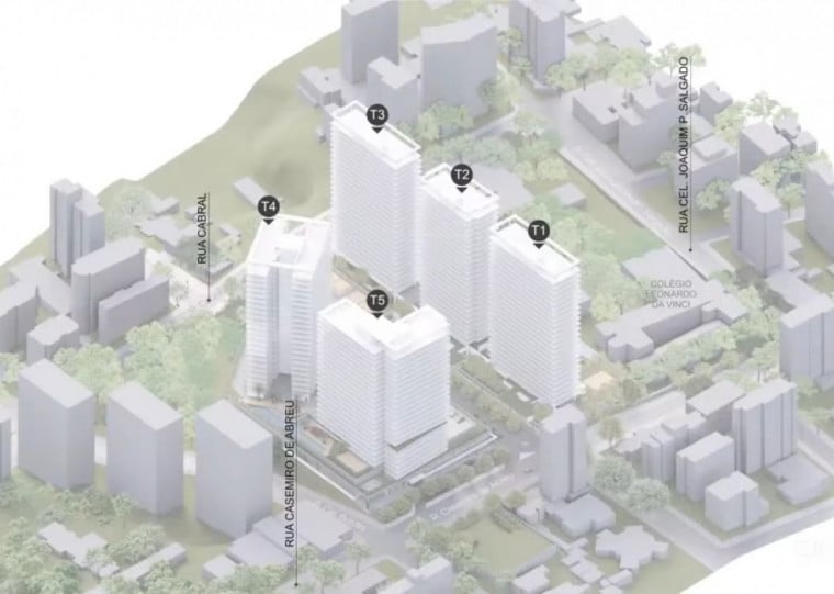 As três edificações existentes na parte baixa do terreno serão preservadas
