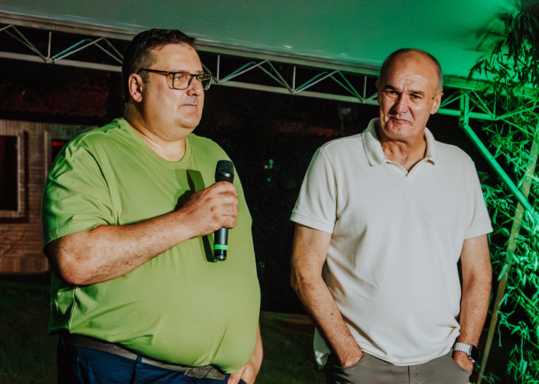 Rovani Marcelo Rech e Carlos Vanderlei Rech em festa da empresa