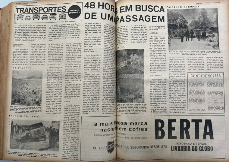 Edição do JC de 24 de agosto de 1965, falando sobre a expedição do ex-editor-chefe Homero Guerreiro, e o fotógrafo Ronny Blas | Arquivo/JC
