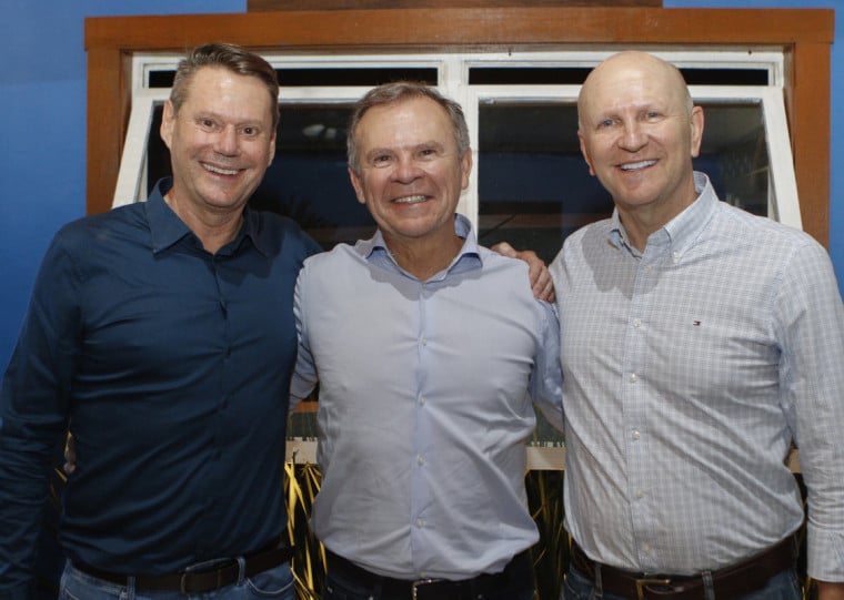 Docile ainda busca formas de reduzir danos do tarifaço. Na fotos, os executivos da empresa, Ricardo, Fernando e Alexandre Heineck no coquetel do Bradesco Private