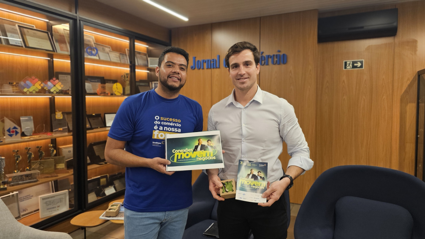 Equipe do Sindilojas foi recebida pelo presidente do JC, Giovanni Jarros Tumelero | NATHAN LEMOS/JC