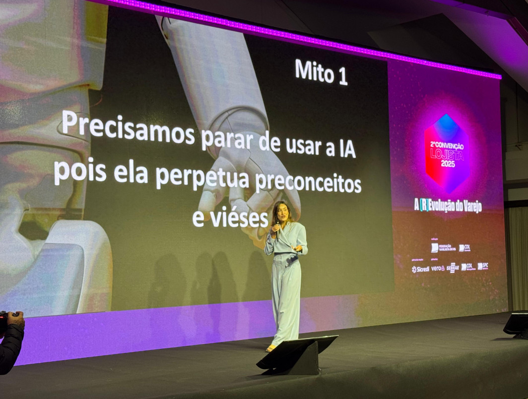 Victoria abordou as mudan&ccedil;as de mentalidade e provocou a plateia: "Quem tem medo da IA?" | PATR&Iacute;CIA COMUNELLO/ESPECIAL/JC
