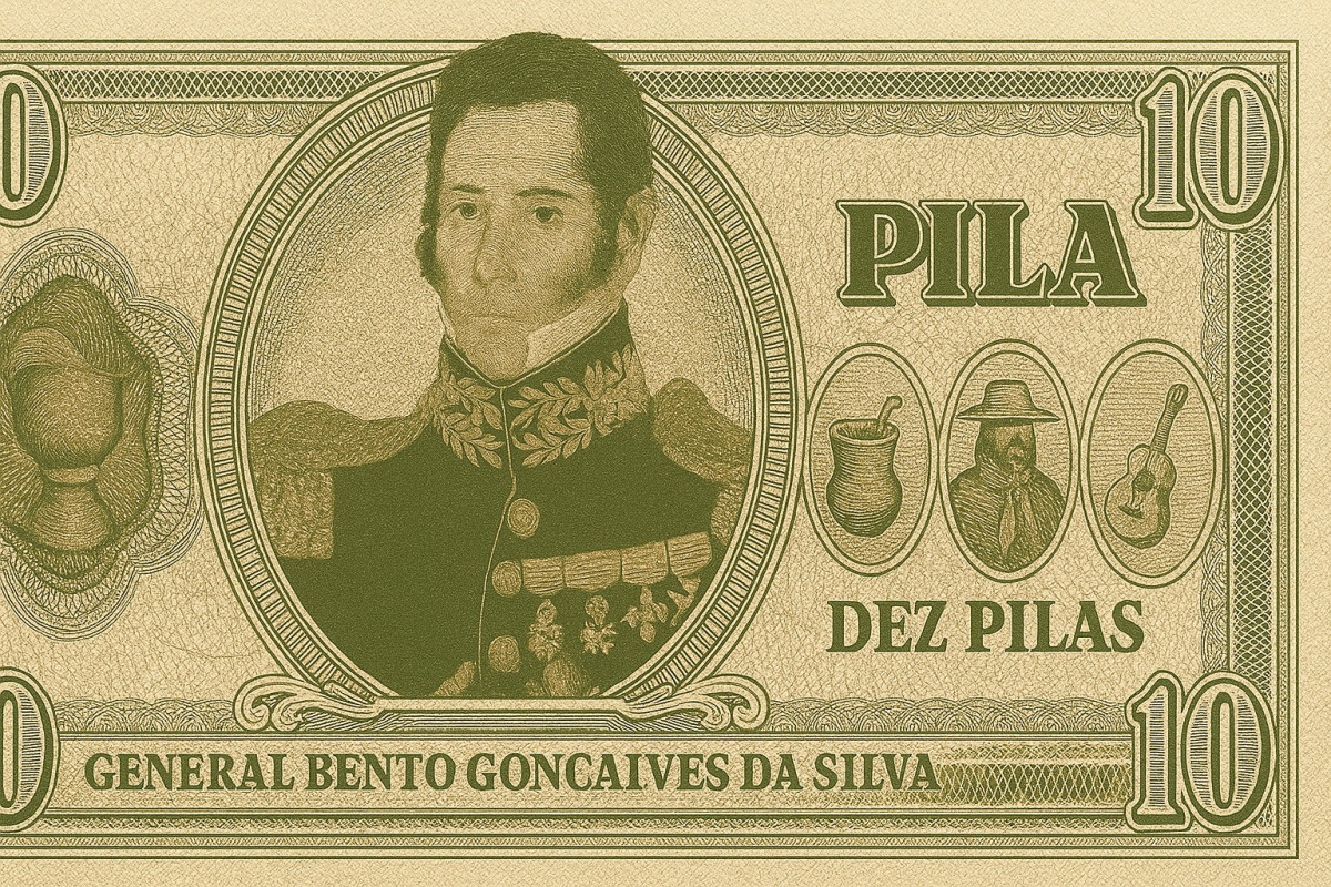 Bento Gonçalves estamparia nota da moeda da nação gaúcha | ChatGPT/Reprodução/JC