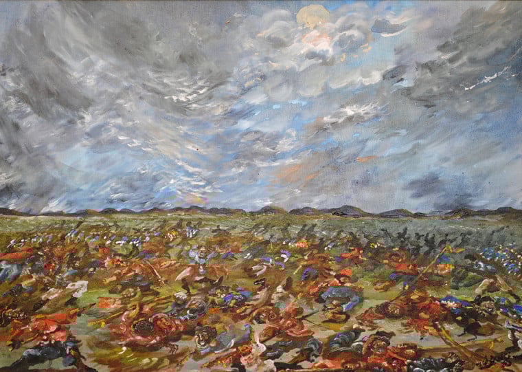 Artista Zé Darci retrata em cores vivas o massacre de soldados negros em Cerro dos Porongos, em 1844