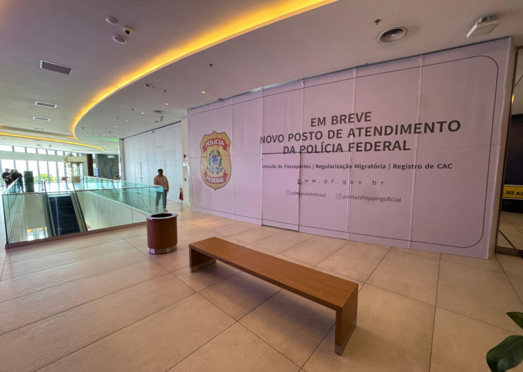 Futura Central de Atendimento da PF está sendo montada no 2º piso do Pontal Shopping
