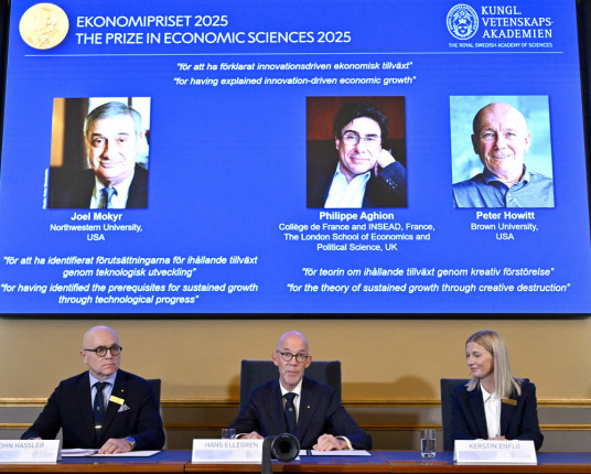 Nobel de Economia vai para trio que explicou o crescimento econômico impulsionado pela inovação