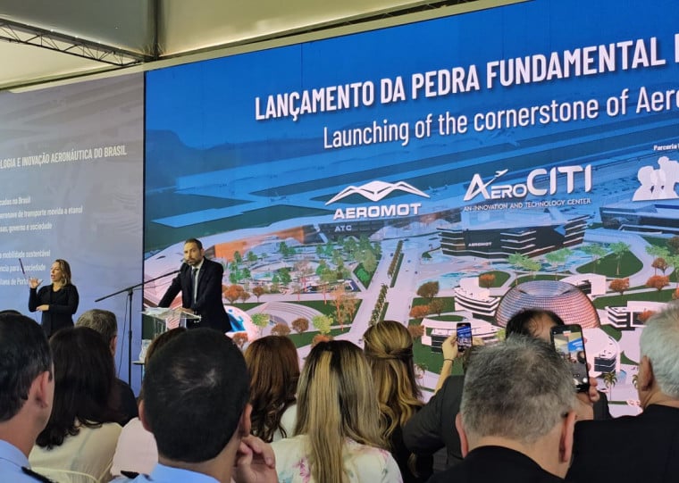 Guilherme Cunha, CEO da Aeromot, participou do lançamento da pedra fundamental