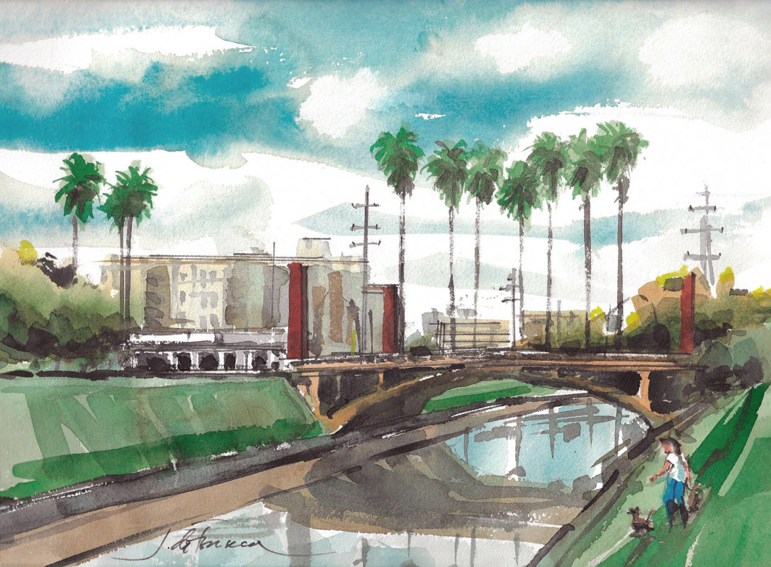 Motivos urbanos (como o Arroio Diluvio) e rurais marcam aquarelas do artista | ACERVO PESSOAL JOAQUIM DA FONSECA/REPRODUÇÃO/JC